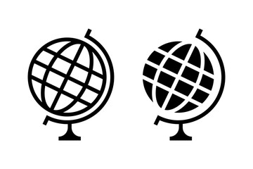 School globus vector icon set. Globe model symbol - obrazy, fototapety, plakaty