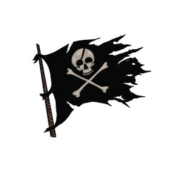 pirate skull and crossbones flag for pirate in piracy stuffs logo or icon drawn in vintage style