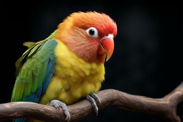 Fototapeta premium Portrait of Fischers lovebird beautifully showcases its striking and lively presence