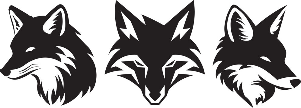Fox Vector Black and White SVG Logo.