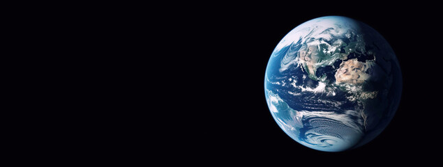 Planet Earth in space, black background. The concept of globalization, saving the planet. AI generated.