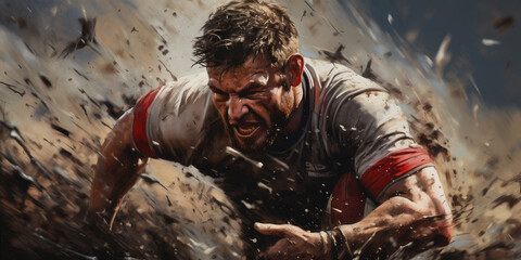 Naklejka premium rugby close up. Generative AI