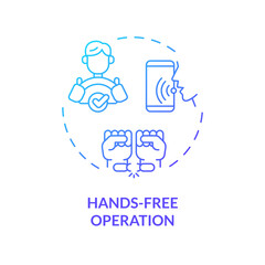 2D hands-free operation thin line gradient icon concept, isolated vector, blue illustration representing voice assistant.