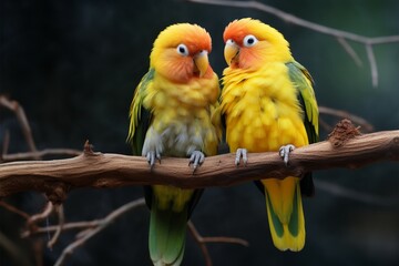 Obraz premium Vibrant personality shines through in Fischers lovebirds portrait depiction