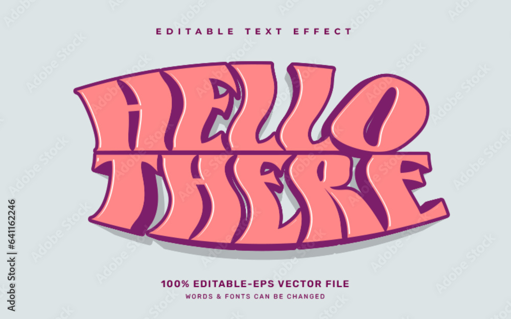 Fototapete groovy retro hello editable text effect template