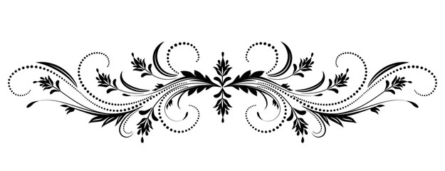 Floral ornament with leaves and abstract lines. Graceful element for decor and greeting or invitation card design