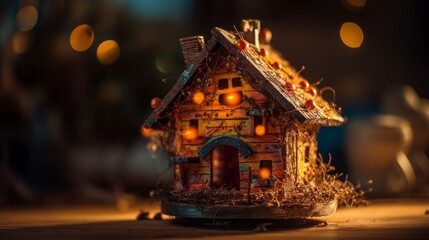 Fototapeta premium Winter Wonderland: Festive Architecture and Charming Townscapes Adorned with Delightful Decorations!, generative AI
