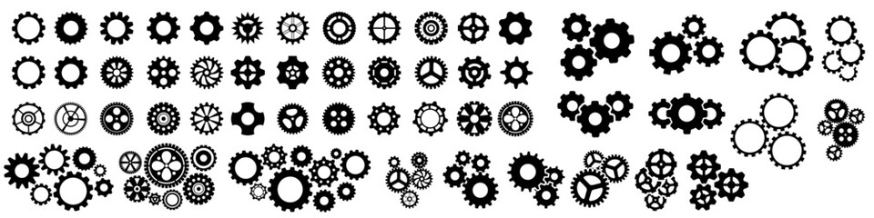 Gear icon vector set. clockwork illustration sign collection. Mechanics symbol. - obrazy, fototapety, plakaty