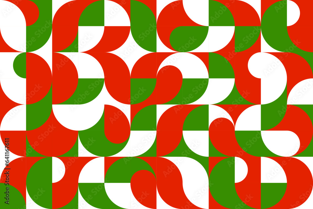 Poster christmas modern abstract geometric pattern. bauhaus circle grid vector background with white, green