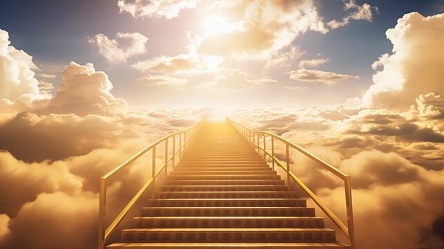 Escalier vers le paradis, la voie vers le ciel, illustration graphique ia g&eacute;n&eacute;rative
