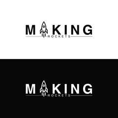 logo design making rockets logo, business, text, illustration, sign, word, symbol, vector, internet, design, company, icon, concept