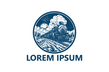 Steam train logo template design vector