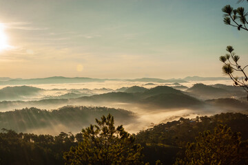 One morning looking towards the mountains in Da Lat from the top of Hon Bo mountain