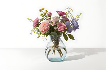 Front View of Cute Flower Decor in a Glass Vase With Pink Background