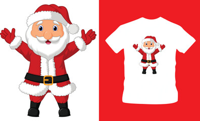 cute christmas santa claus smiling, gifts, printable, vector illustration t-shirt design editable template