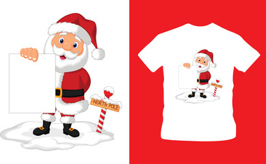 cute christmas santa claus smiling, gifts, printable, vector illustration t-shirt design editable template