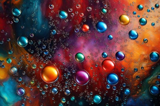 colorful balls with red background