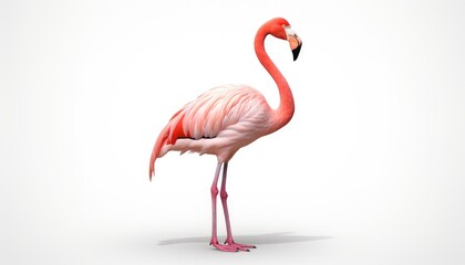 pink flamingo isolated on white