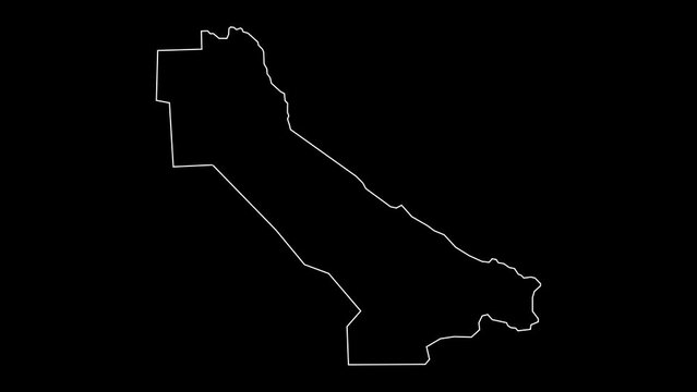 Lebap region map of Turkmenistan outline animation