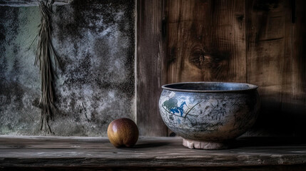 The beauty of imperfection: Embrace the concept of wabi-sabi and capture the charm in the worn, weathered, or aged. AI generative
