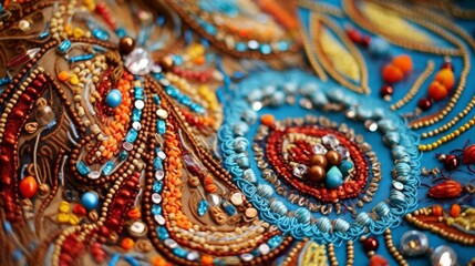 Exquisite beading and embroidery on an ethnic fabric | generative ai