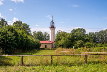 Nautical lighthouse on the coast of the Baltic Sea near Wladyslawowo, Poland. Druga latarnia Morska...
