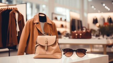 Women clothing and accessories luxury fashion store interior