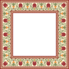 Vector colored square classical Greek ornament. European ornament. Border, frame Ancient Greece, Roman Empire..