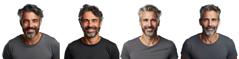 Stylish confident man with beard smiles at camera