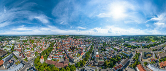 Die ehemalige Reichsstadt Ravensburg im Luftbild, 360° Rundblick über die Stadt
