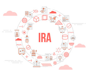 ira individual retirement account concept with icon set template banner and circle round shape