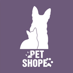 pet shop logo with dog and cat paws