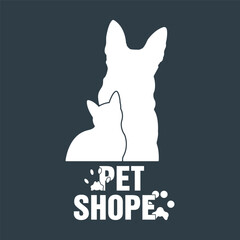 pet shop logo with dog and cat paws