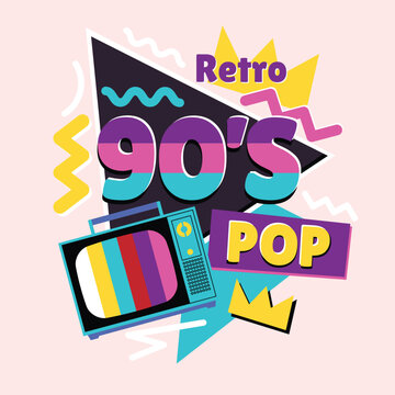 90s poster. Retro style graphic. Vintage vector. Retro 90's Pop.