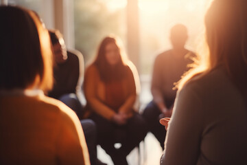 Support Group Circle, psychological support, bokeh  