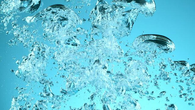 Super Slow Motion of Bubbling Water in Detail. Filmed on High Speed Cinema Camera, 1000 fps. Speed Ramp Effect.