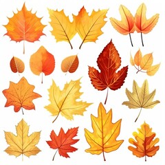 Obraz premium Autumn leaves set. Created with Generative AI technology 