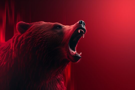 Red background with a bear.generative ai

