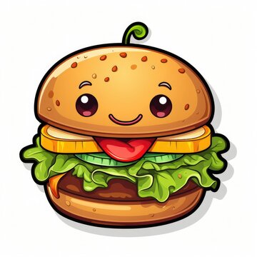 cute hamburger cartoon sticker