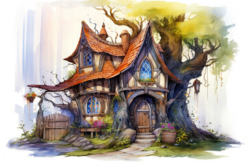 Fototapeta premium brown fairytale house in the forest