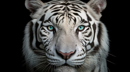 Naklejka premium The white tiger face and blue eyes
