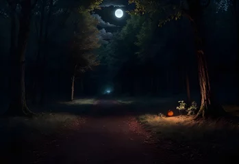 Fototapete Bereich foot path forest in night day landscape ai generated