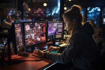 A student collaborates with classmates on a group project, utilizing digital tools to maintain connection and teamwork remotely. Generative AI.