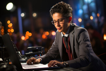 A student participates in a live online debate, sharpening critical thinking skills and contributing to meaningful discussions. Generative AI.