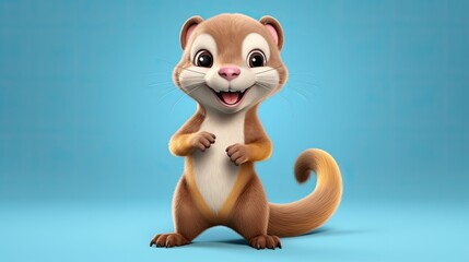 Cute 3D cartoon Weasel  character.