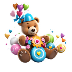 Naklejka premium teddy bear with balloons