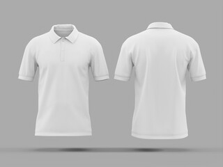 White Blank Front and Back View Polo Shirt 3D Mockup