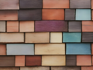Geometric floor background of dark and light colored stacked wood plank on a weathered wood background