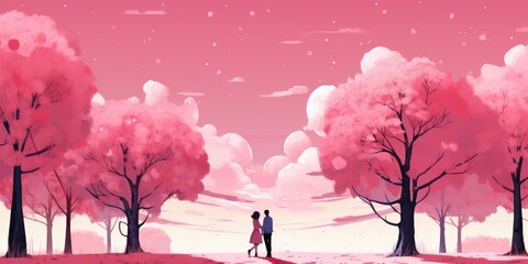 pink and tender love trees cute