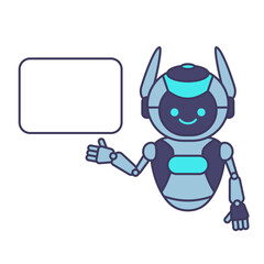Fototapeta premium Robot holding blank poster banner or showing information